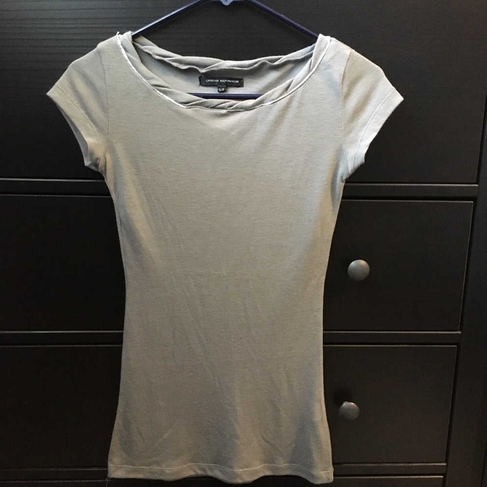 Urban Behavior T-Shirt with Beaded Neckline